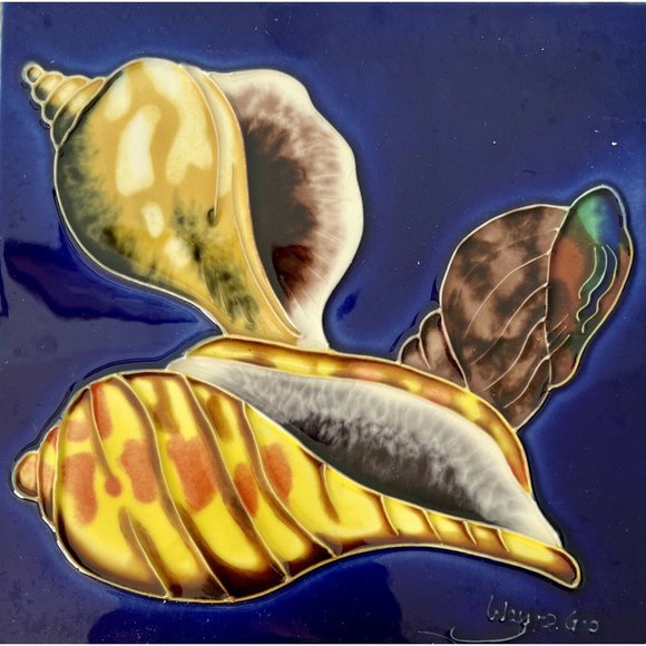 Beach Shells Conch Decorative Wall Art Ceramic Tile 8x8 New Backsplash Gift - Picture 1 of 3